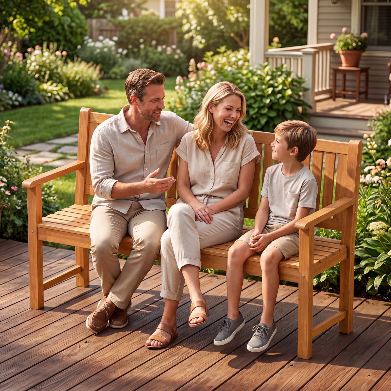 3-Seater Outdoor Wooden Bench, 59 Inch, Yellow Outdoor Benches at Gallery Canada