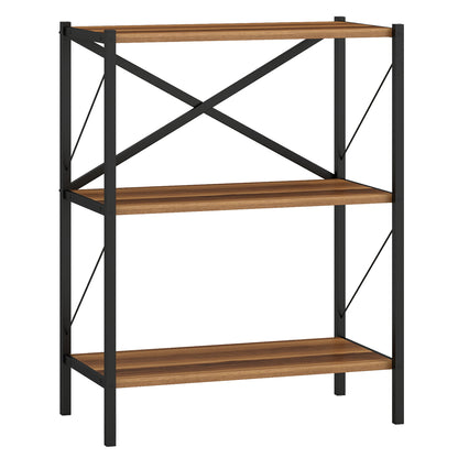 3-Tier Bookshelf with Heavy-Duty Metal Frame, Walnut Bookcases at Gallery Canada