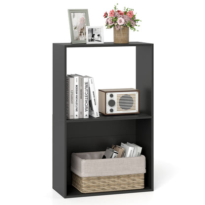 3-Tier Bookshelf with Open Storage Compartment and Freestanding Display Shelf, Black Bookcases Black at Gallery Canada