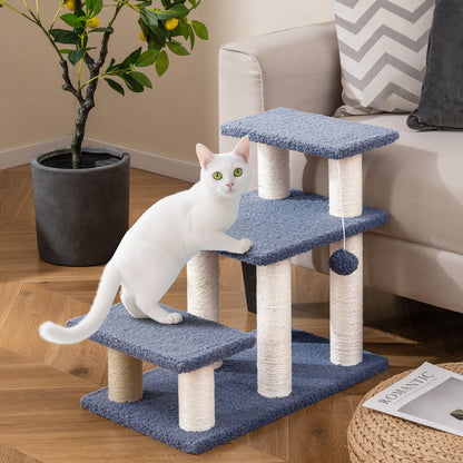 3-Tier Cat Stairs, 20 Inch, Scratching Posts, Hanging Toy, Gray Cat Trees Condos & Scratchers at Gallery Canada
