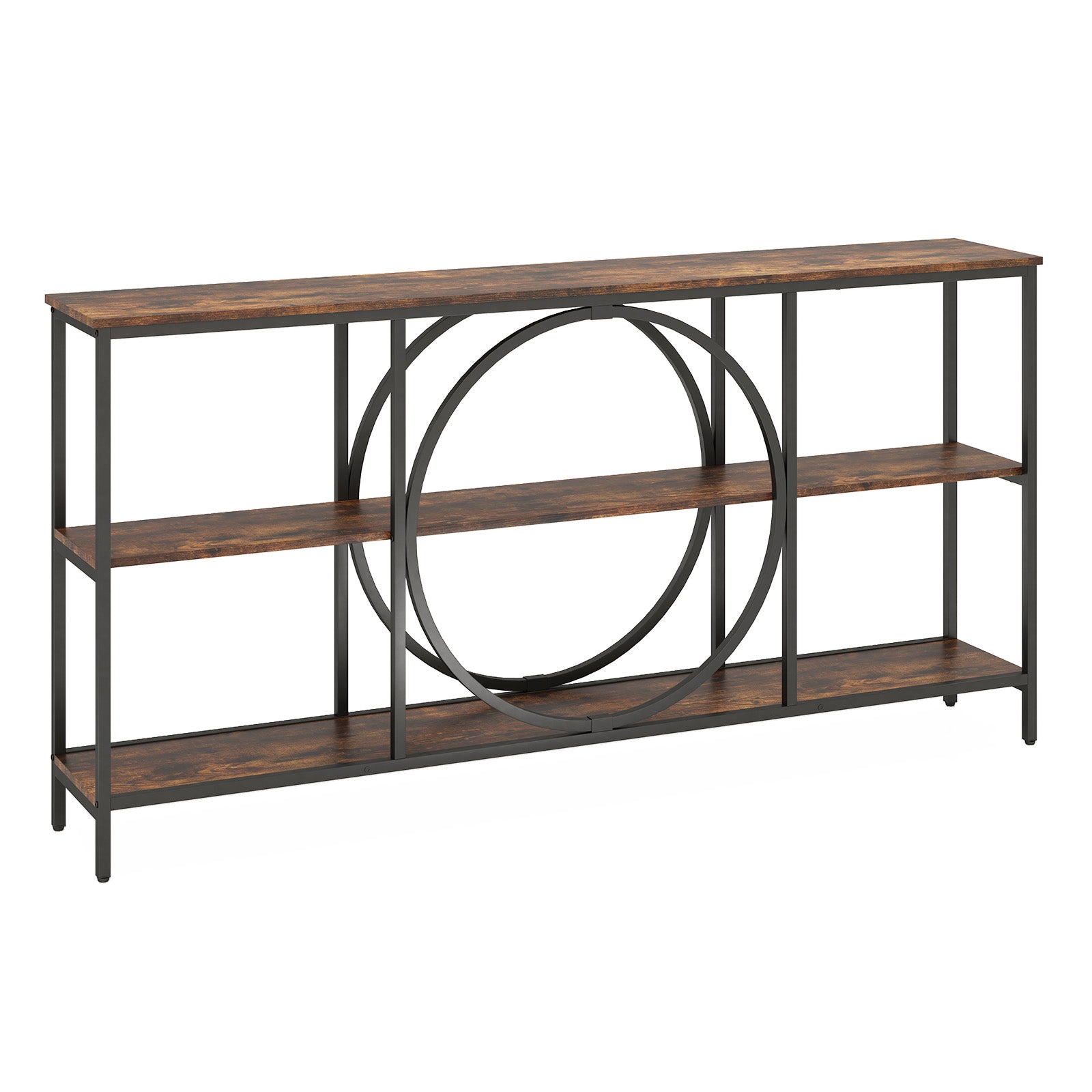 3-Tier Console Table, Faux Marble Top, Storage Shelves, Rustic Brown Console Tables at Gallery Canada