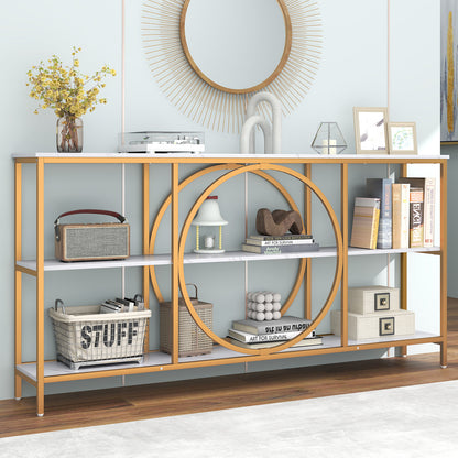 3-Tier Console Table, Faux Marble Top, Storage Shelves, White Console Tables at Gallery Canada