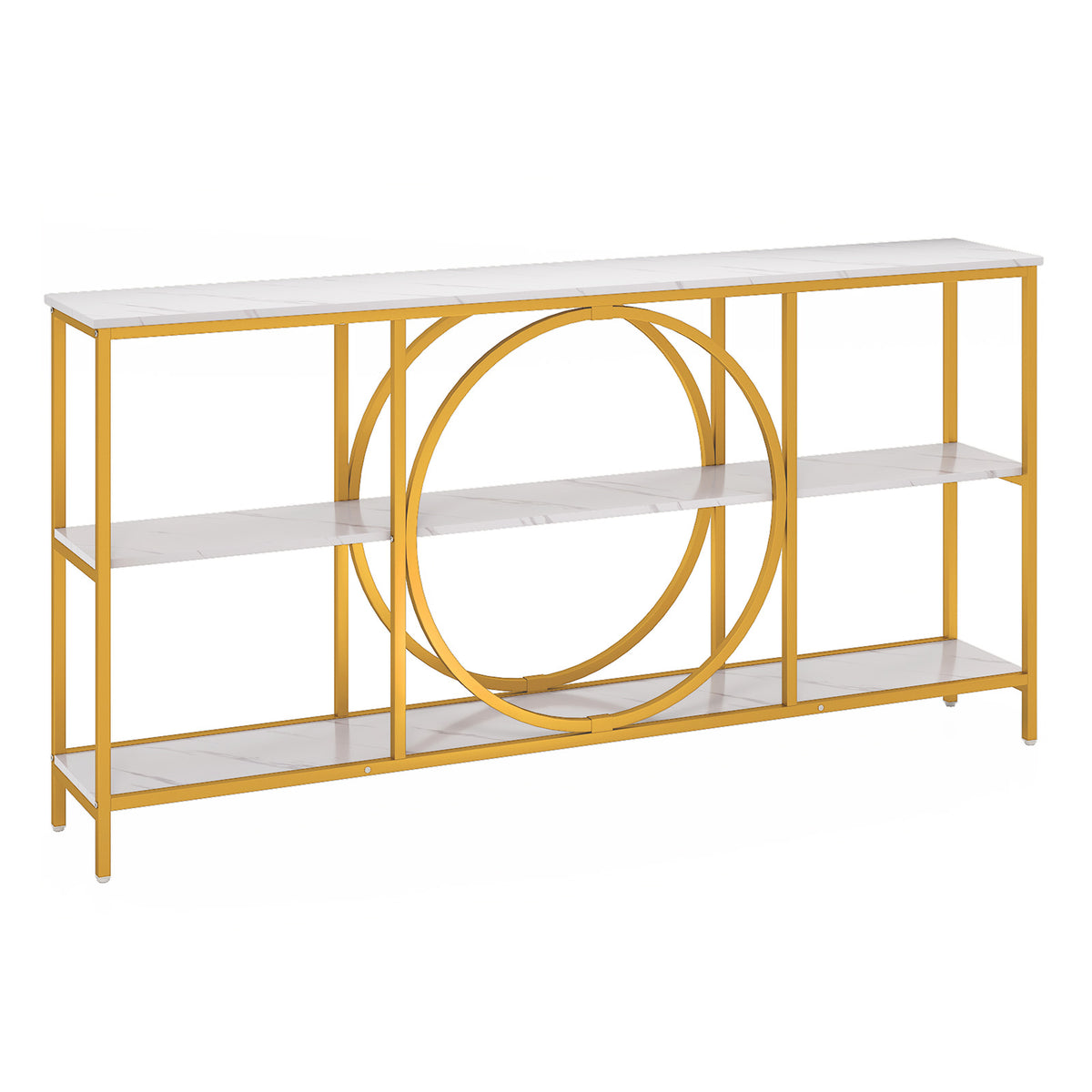 3-Tier Console Table, Faux Marble Top, Storage Shelves, White Console Tables at Gallery Canada