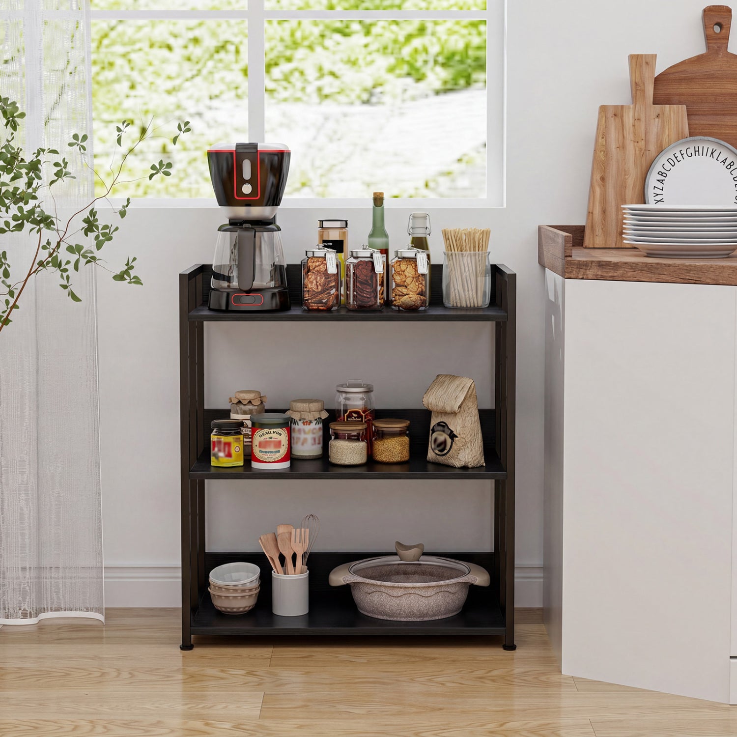 3-Tier Corner Bookshelf, Adjustable Shelves, Black Bookcases at Gallery Canada