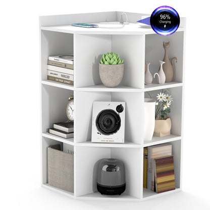 3-Tier Corner Cabinet With Charging Station, White Cabinets & Chests at Gallery Canada