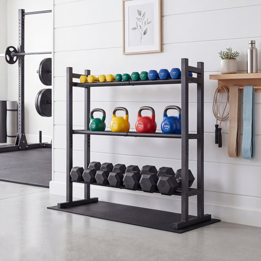 3-Tier Dumbbell Rack, 529LB Capacity, Heavy-Duty Adjustable Stand, Black Dumbbells Black at Gallery Canada