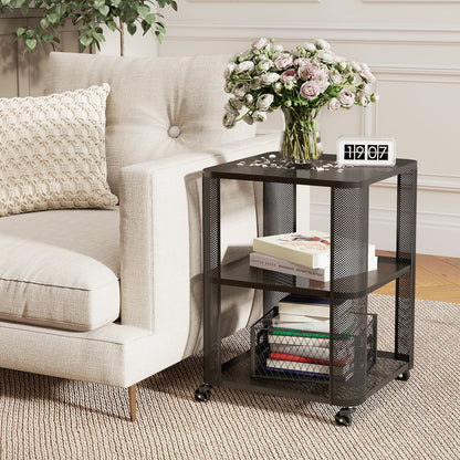 3-Tier Rolling End Table with Open Storage Shelves End & Side Tables at Gallery Canada