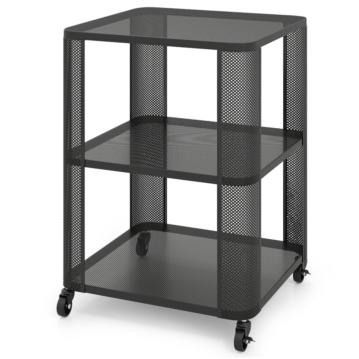 3-Tier Rolling End Table with Open Storage Shelves End & Side Tables Black at Gallery Canada