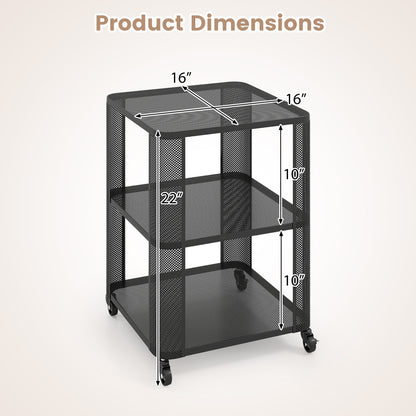 3-Tier Rolling End Table with Open Storage Shelves End & Side Tables at Gallery Canada