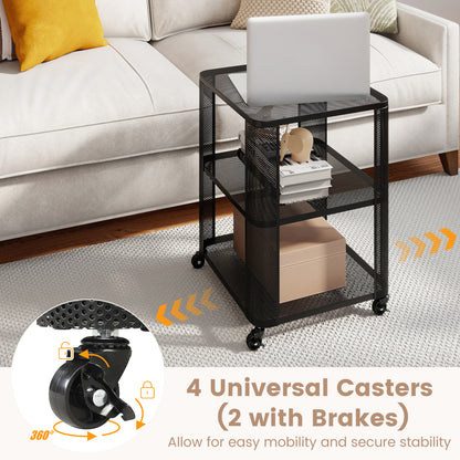 3-Tier Rolling End Table with Open Storage Shelves End & Side Tables at Gallery Canada