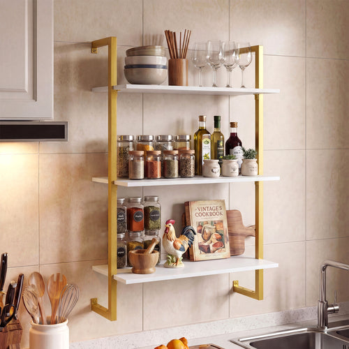 3-Tier Floating Shelf for Kitchen Living Room, White