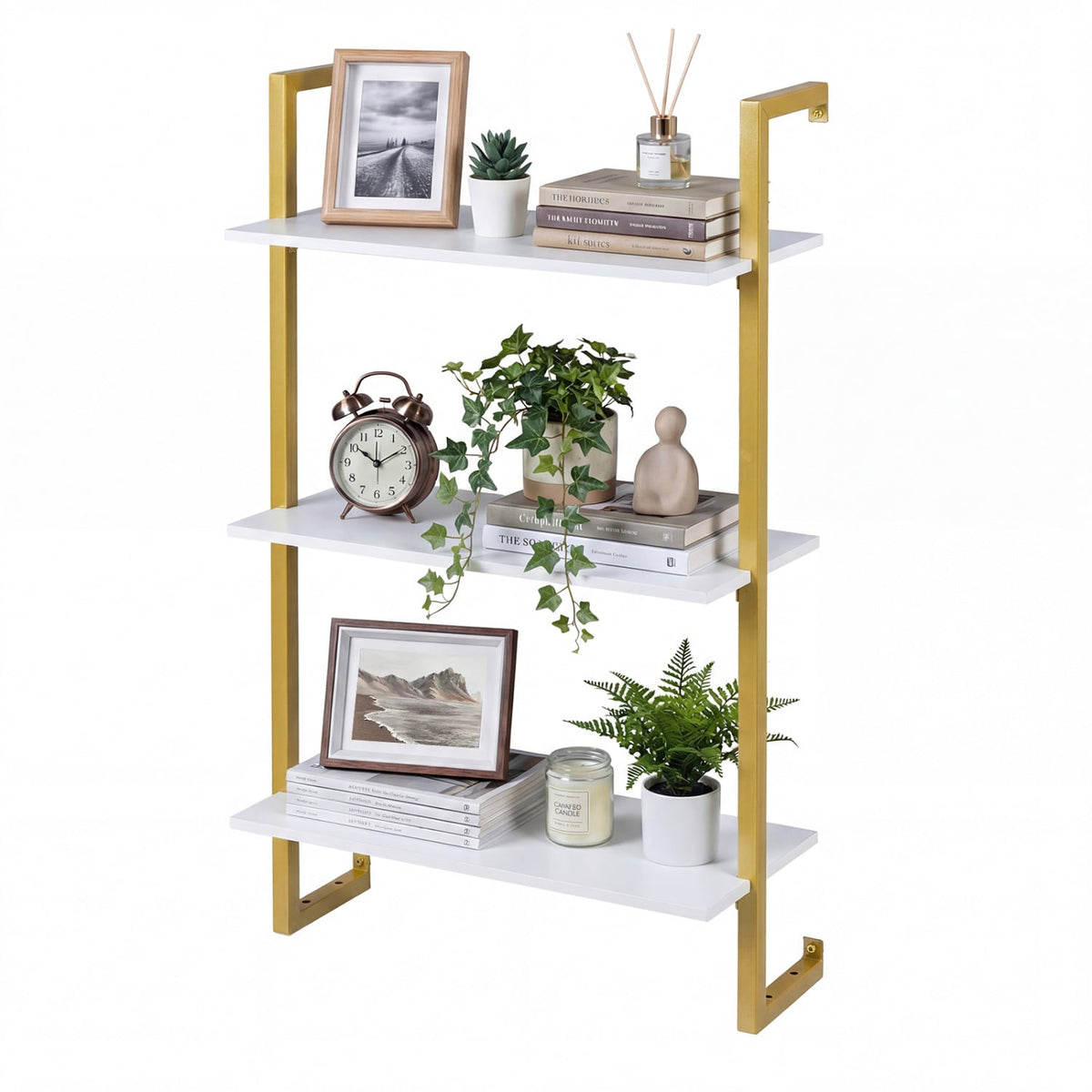 3-Tier Floating Shelf for Kitchen Living Room, White Bookcases at Gallery Canada