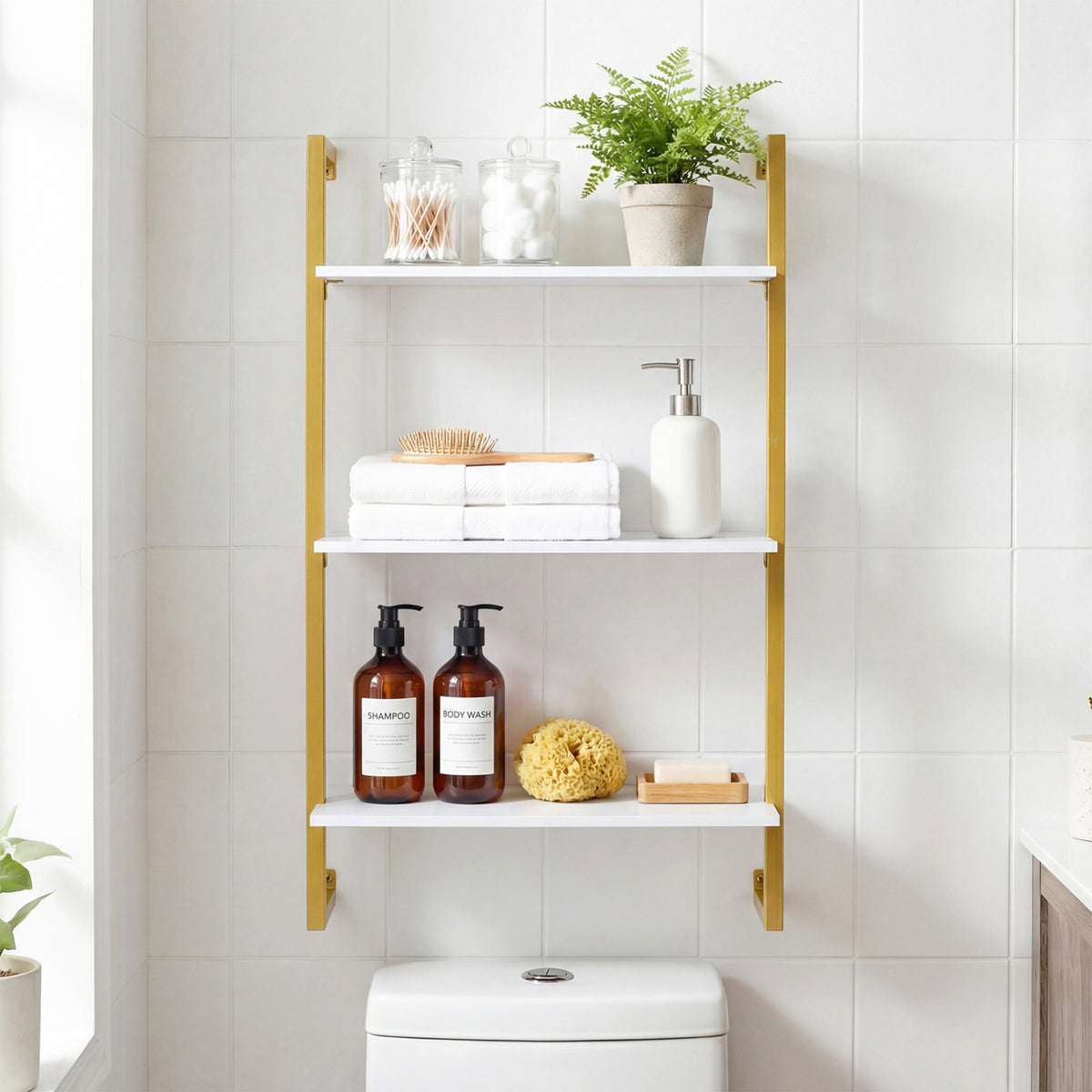 3-Tier Floating Shelf for Kitchen Living Room, White Bookcases at Gallery Canada
