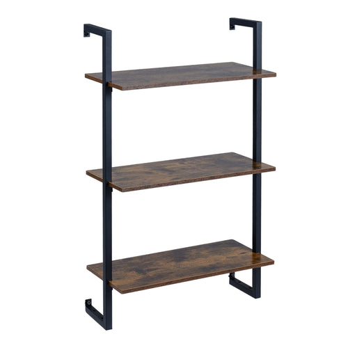3-Tier Floating Modern Kitchen Shelf for Living Room Home Office and Bathroom, Rustic Brown