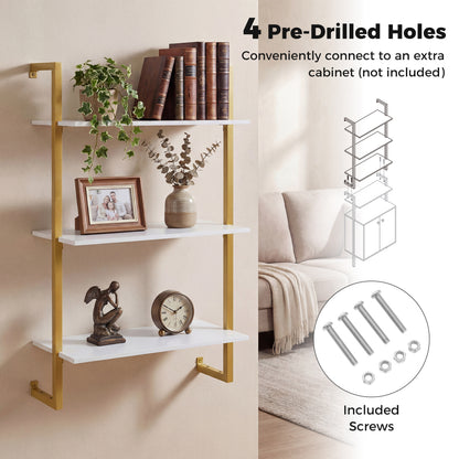 3-Tier Floating Shelf for Kitchen Living Room, White Bookcases at Gallery Canada