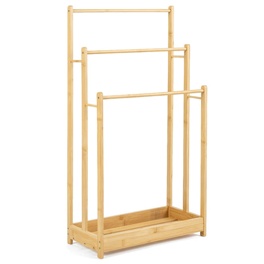 3-Tier Bamboo Towel Rack With Storage Shelf, Natural Towel Racks Natural at Gallery Canada
