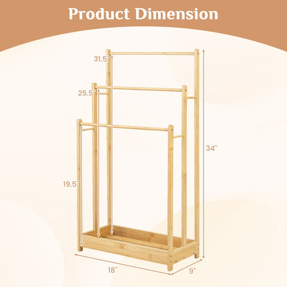3-Tier Bamboo Towel Rack With Storage Shelf, Natural Towel Racks at Gallery Canada