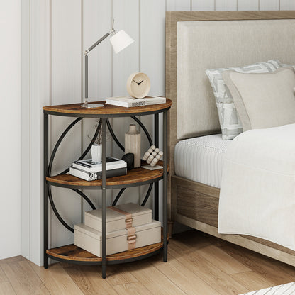 3-Tier Half Round End Table, Study Metal Frame, Brown End & Side Tables at Gallery Canada