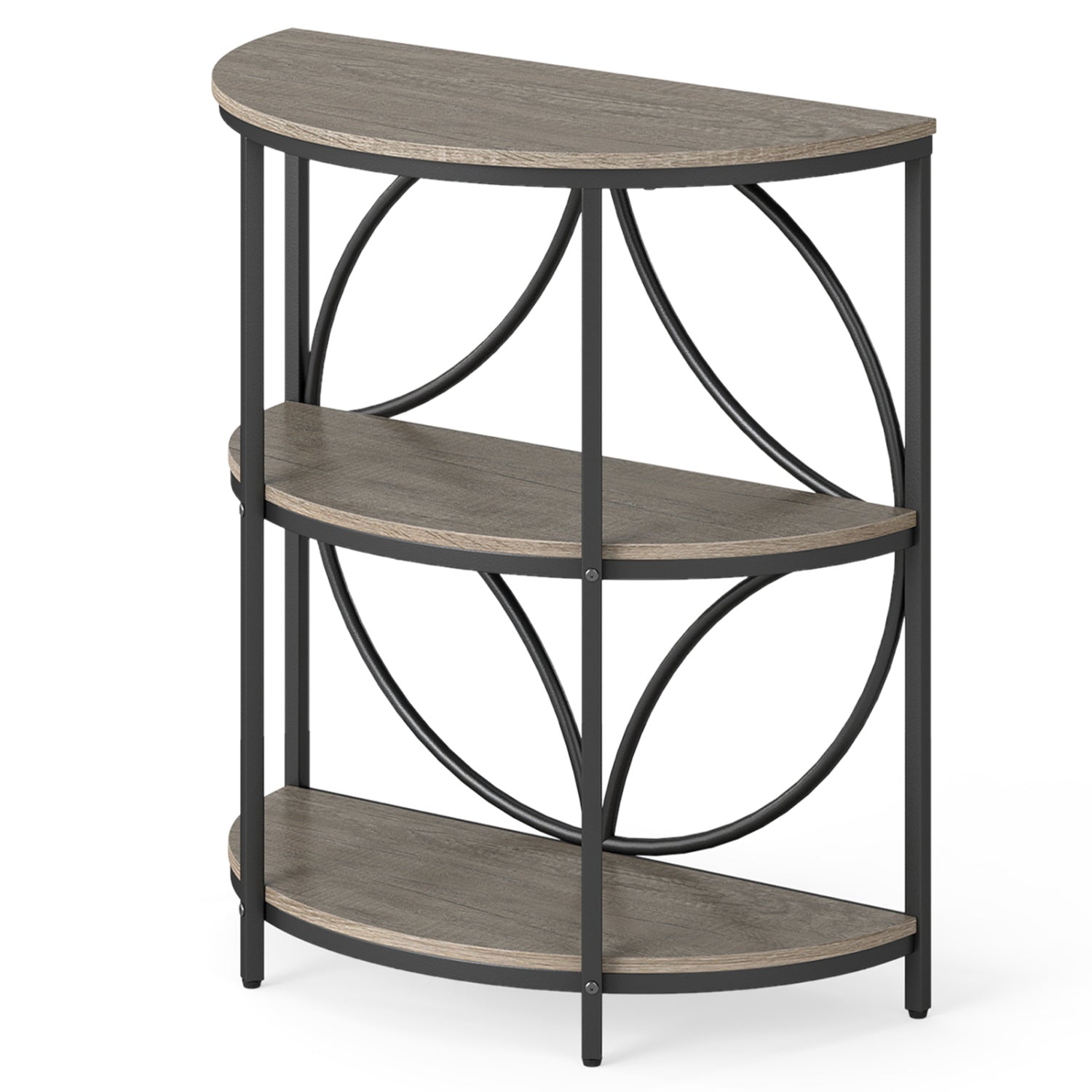 3-Tier Half Round End Table, Metal Frame, Gray End & Side Tables at Gallery Canada