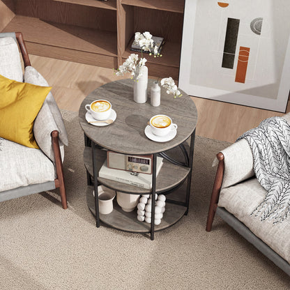 3-Tier Half Round End Table, Metal Frame, Gray End & Side Tables at Gallery Canada