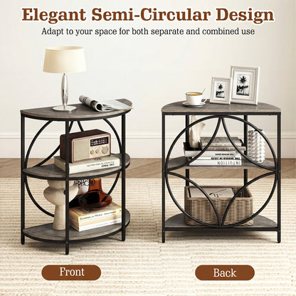 3-Tier Half Round End Table, Metal Frame, Gray End & Side Tables at Gallery Canada