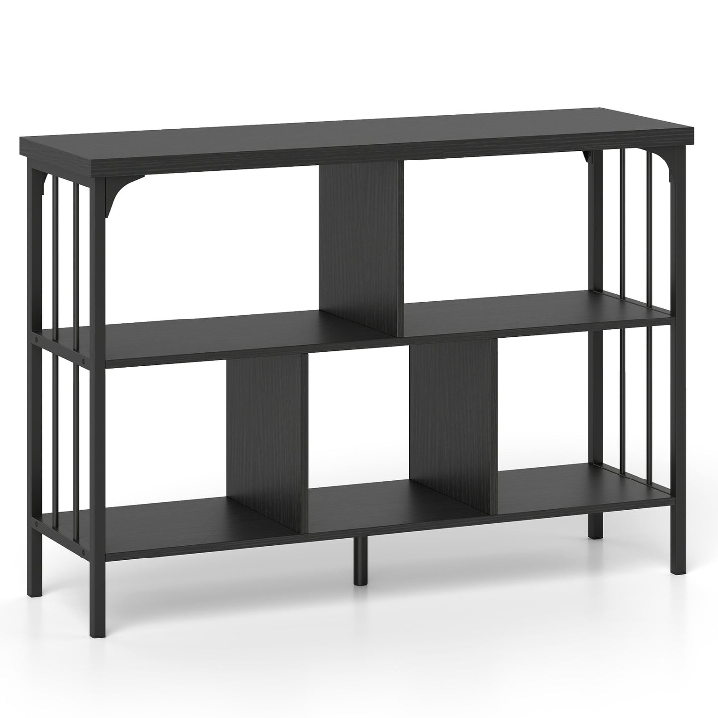 3-Tier Cubby Bookshelf, Open Shelves, Black