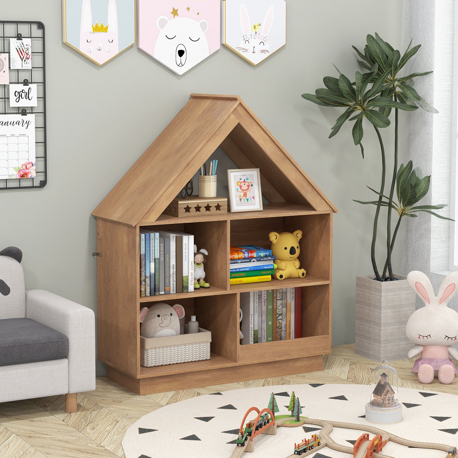 3-Tier House-Shaped Toy Storage Organizer, Natural Kids Storage at Gallery Canada