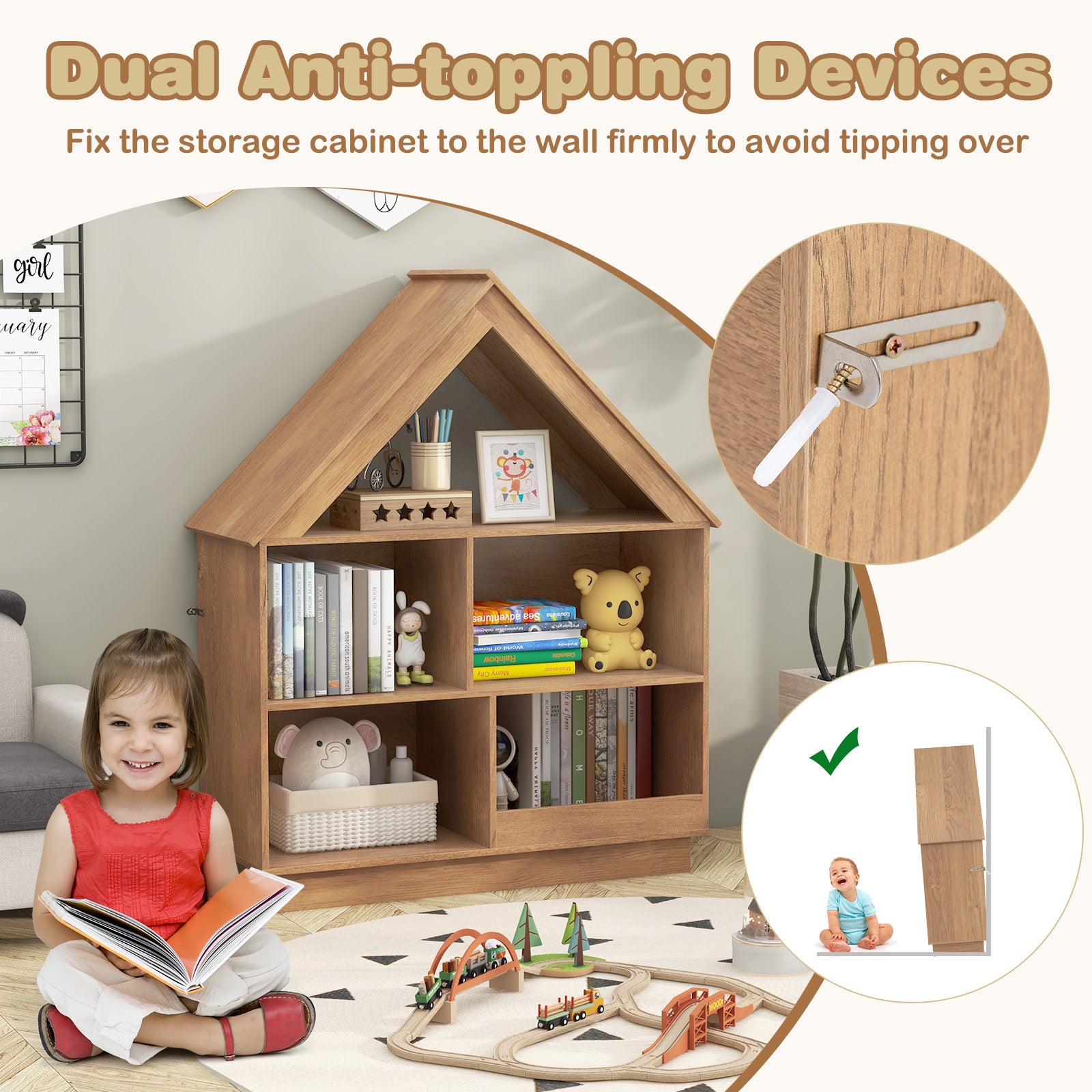 3-Tier House-Shaped Toy Storage Organizer, Natural Kids Storage at Gallery Canada