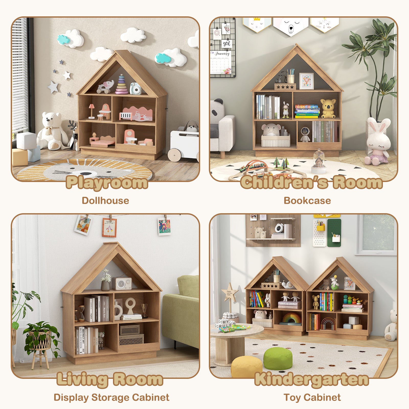 3-Tier House-Shaped Toy Storage Organizer, Natural Kids Storage at Gallery Canada