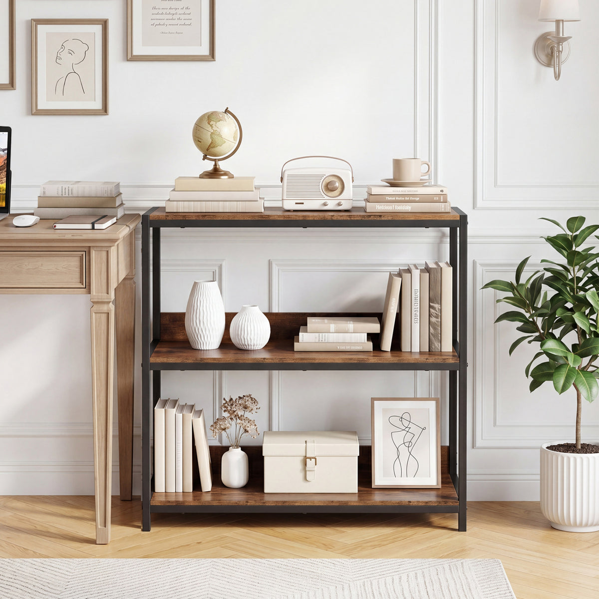 3-Tier Industrial Bookshelf, Rustic Brown Cabinets & Chests at Gallery Canada