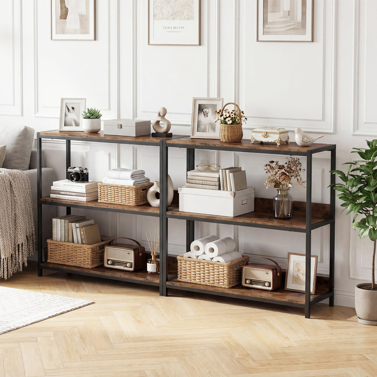 3-Tier Industrial Bookshelf, Rustic Brown Cabinets & Chests at Gallery Canada