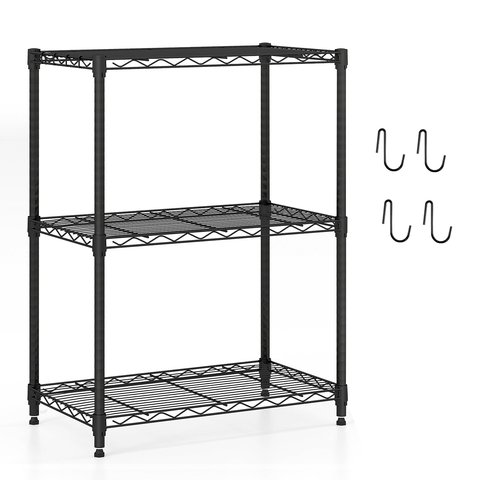 3-Tier Metal Storage Shelving Unit with V-Shaped Wire Rack and 450 LBS Capacity-DK, Black Garages Black at Gallery Canada