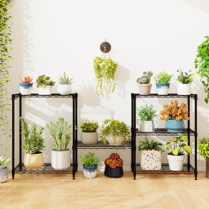 3-Tier Metal Storage Shelving Unit with V-Shaped Wire Rack and 450 LBS Capacity-DK, Black Garages at Gallery Canada