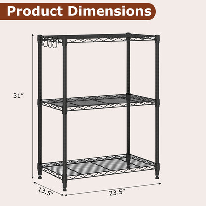3-Tier Metal Storage Shelving Unit with V-Shaped Wire Rack and 450 LBS Capacity-DK, Black Garages at Gallery Canada