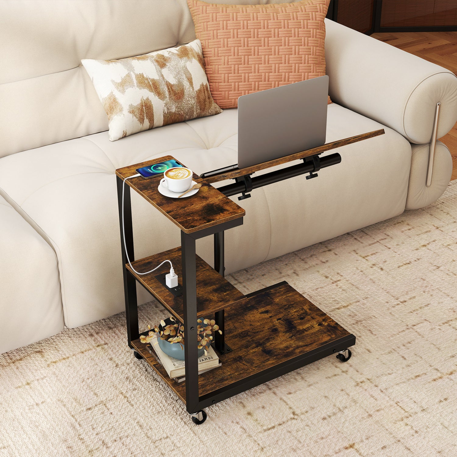 3-Tier Mobile Couch Side Table With Tiltable Top End & Side Tables at Gallery Canada