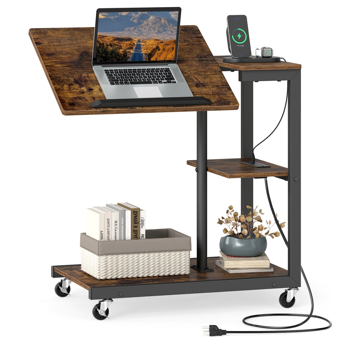 3-Tier Mobile Couch Side Table With Tiltable Top End & Side Tables at Gallery Canada