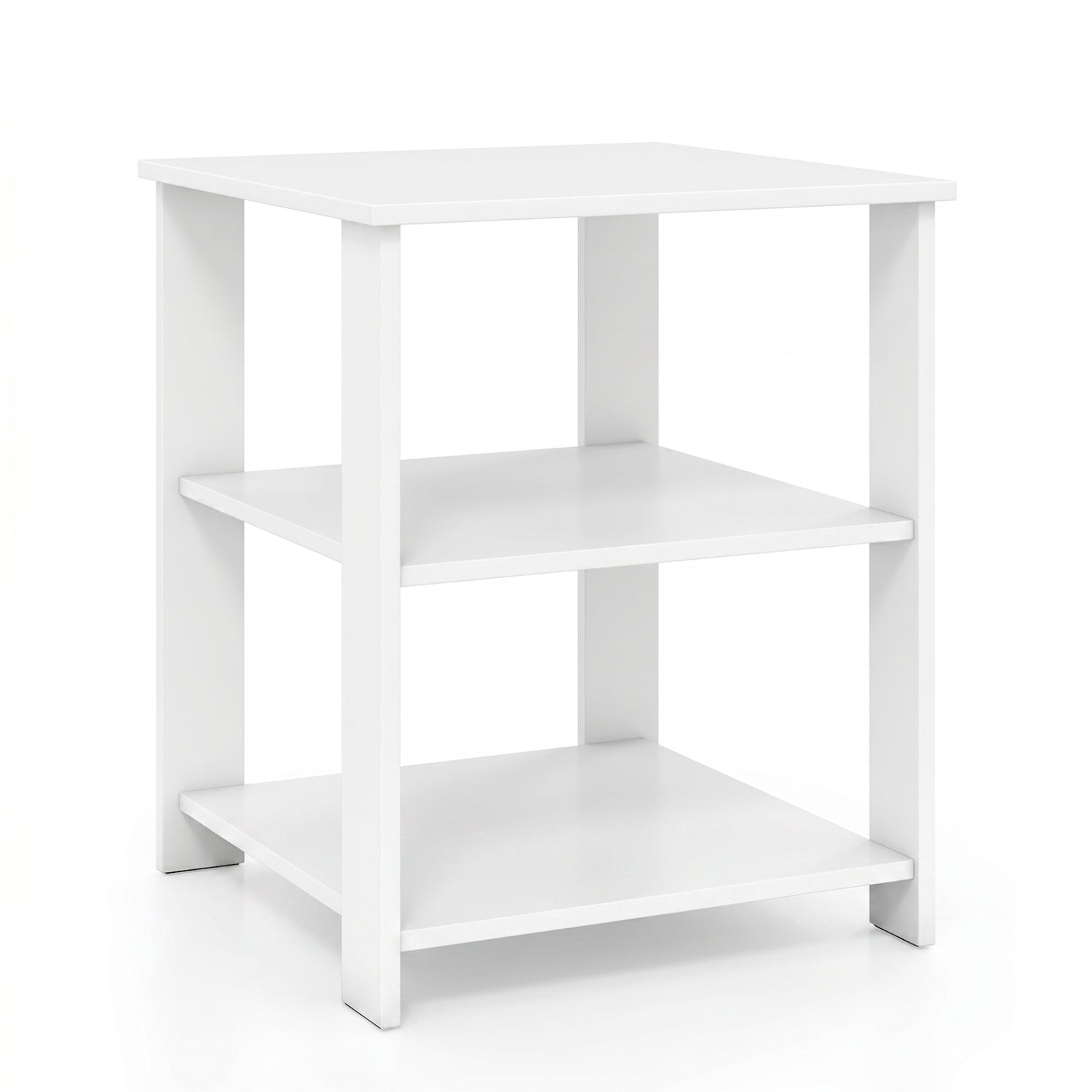 3-Tier Modern Nightstand Square Side Table with Open Storage Shelves, White End & Side Tables at Gallery Canada