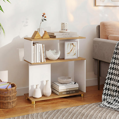 3-Tier Modern S-shaped Bookshelf with Adjustable Feet, White Bookcases at Gallery Canada