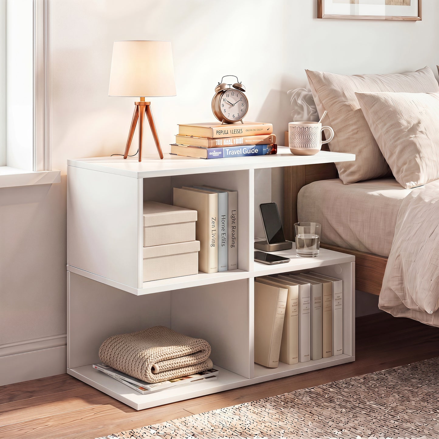 3-Tier Modern S-Shaped End Table, 4 Cubes, White End & Side Tables at Gallery Canada