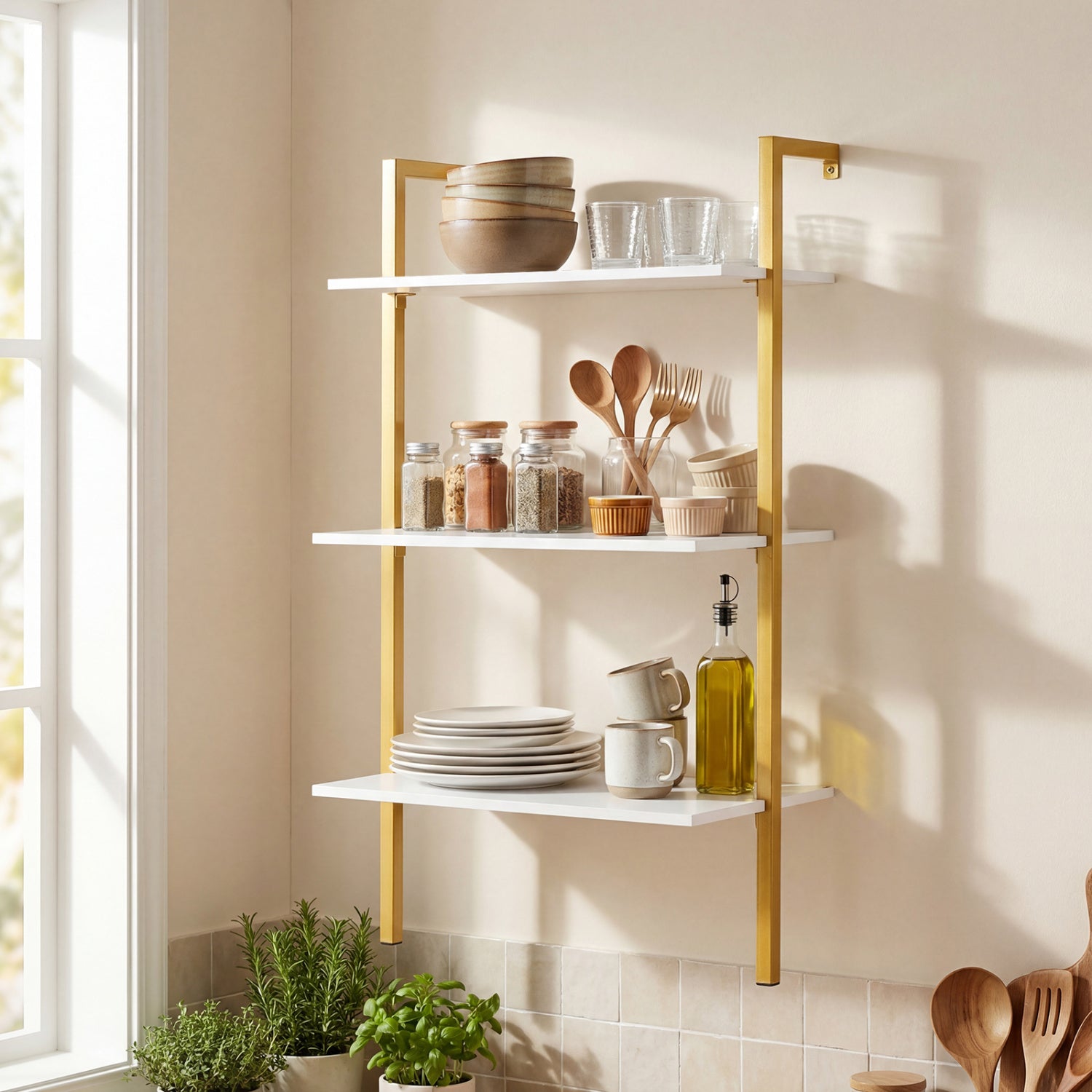 3-Tier Wall Mounted Wooden Floating Shelves Bookcases at Gallery Canada