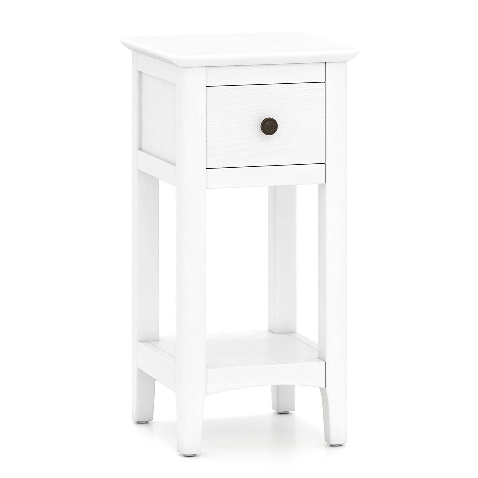 3-Tier Nightstand With Drawer, Open Storage Shelf, White Nightstands White at Gallery Canada