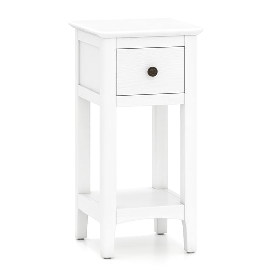 3-Tier Nightstand With Drawer, Open Storage Shelf, White Nightstands White at Gallery Canada
