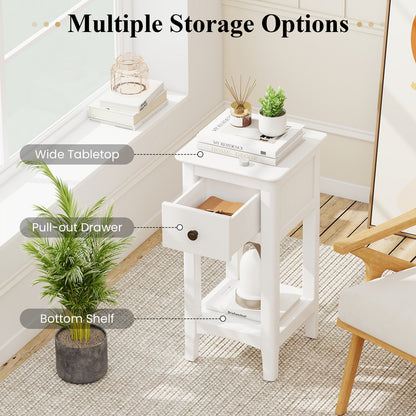 3-Tier Nightstand With Drawer, Open Storage Shelf, White Nightstands at Gallery Canada