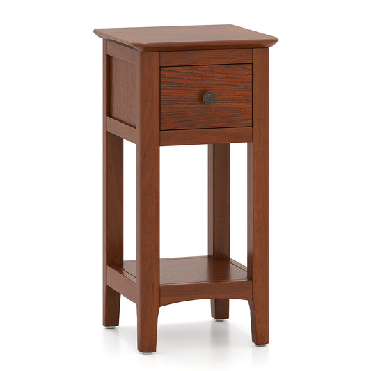 3-Tier Nightstand With Drawer, Open Storage Shelf, Walnut Nightstands Walnut at Gallery Canada