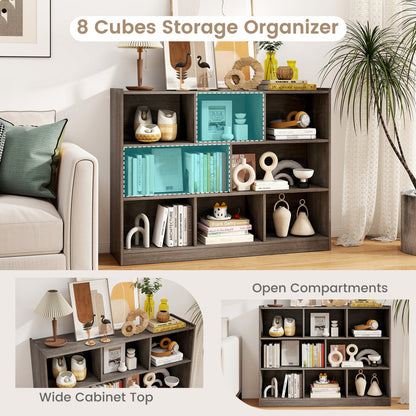 3-Tier 8-Cube Floor Standing Storage Shelves, Gray Bookcases at Gallery Canada