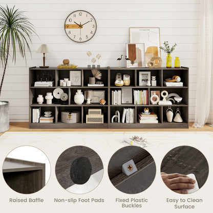 3-Tier 8-Cube Floor Standing Storage Shelves, Gray Bookcases at Gallery Canada