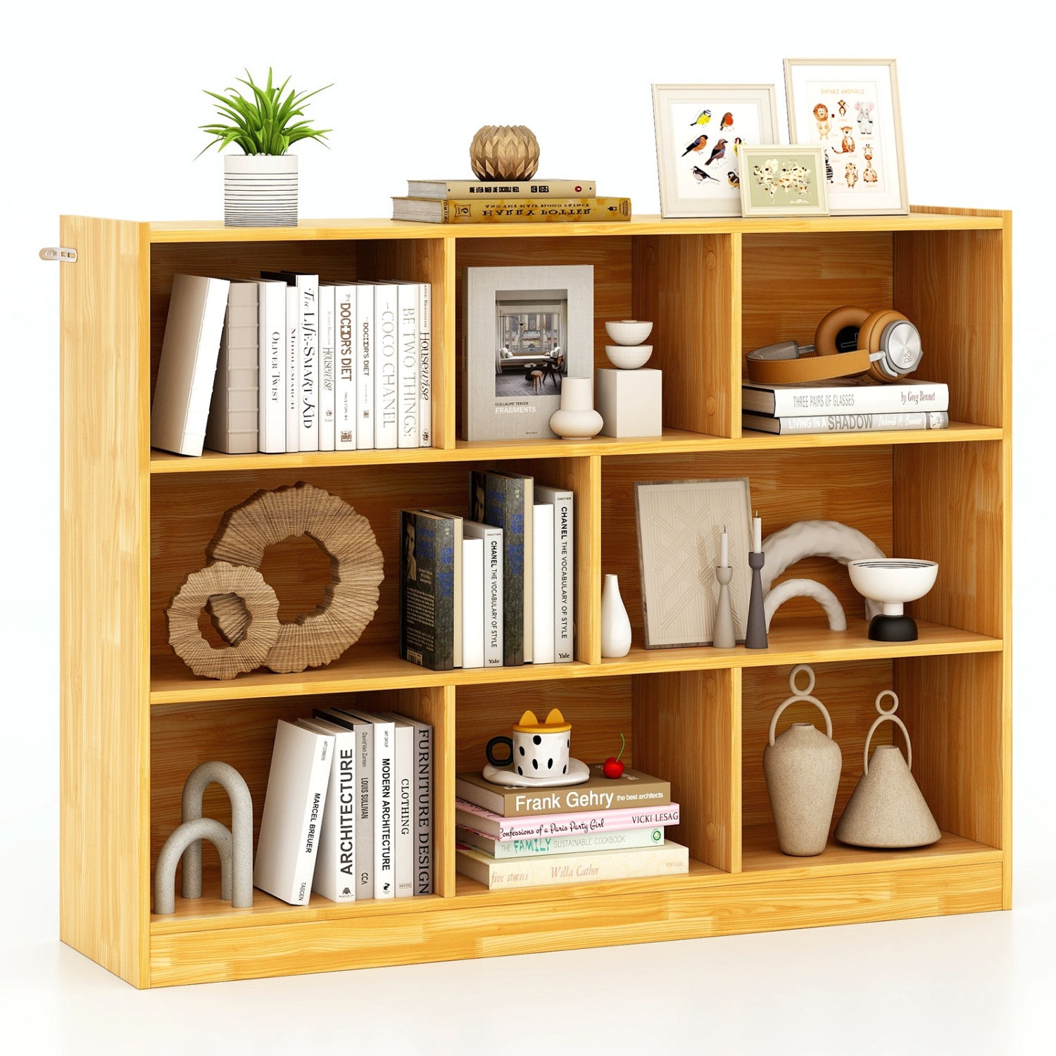 3-Tier 8-Cube Floor Standing Storage Shelves, Yellow Bookcases Yellow at Gallery Canada