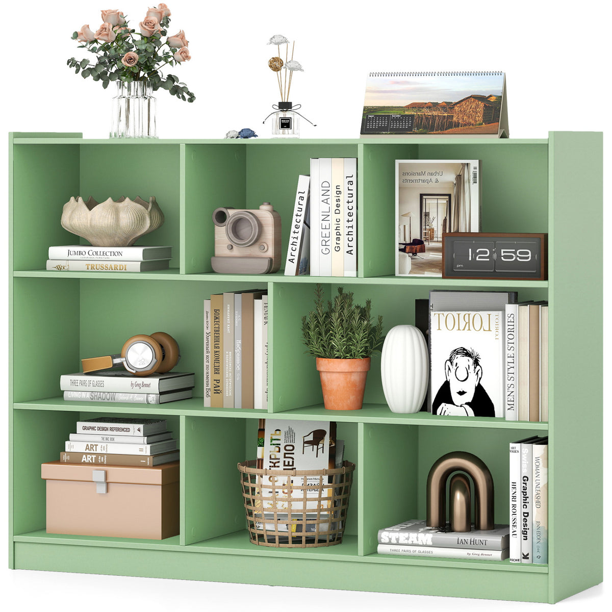 3-Tier Open Bookcase, 8-Cube Floor Shelves, Green Bookcases at Gallery Canada