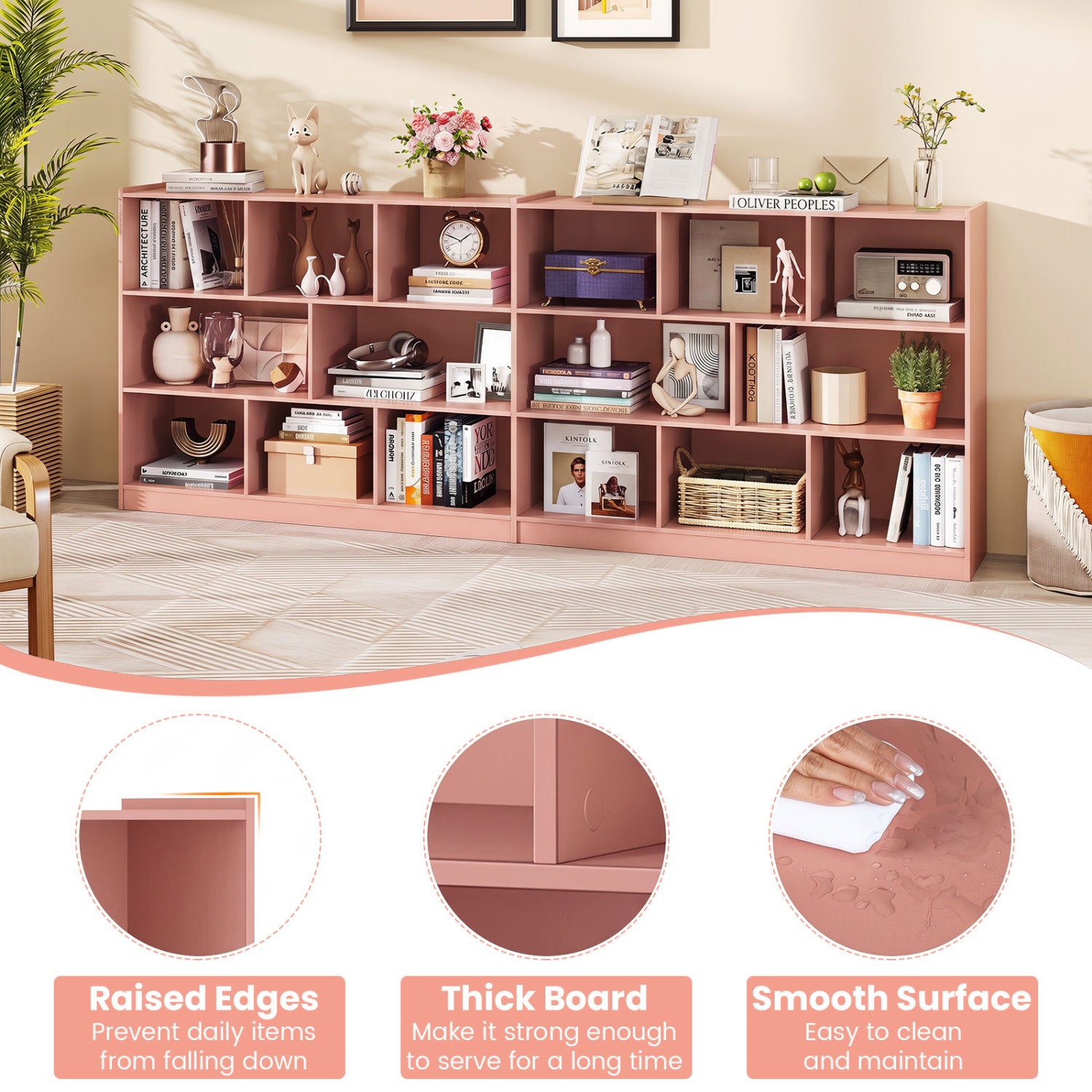 3-Tier 8-Cube Open Bookcase, Pink Bookcases at Gallery Canada