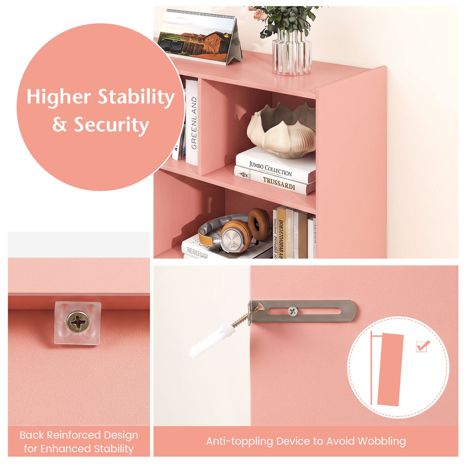 3-Tier 8-Cube Open Bookcase, Pink Bookcases at Gallery Canada